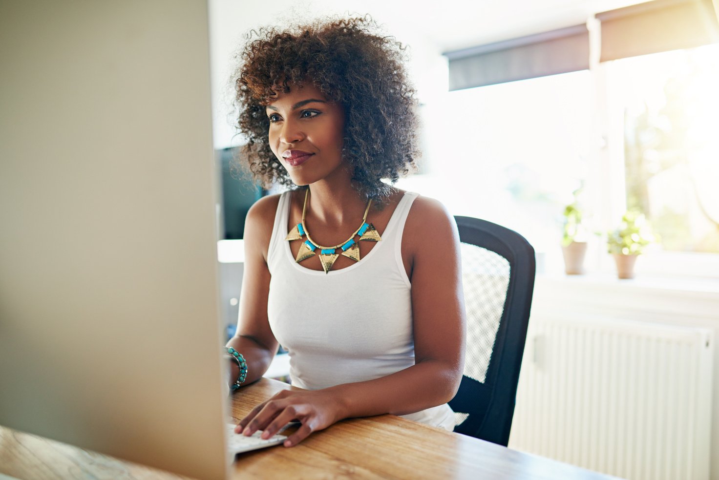 Young Woman Working on a Computer